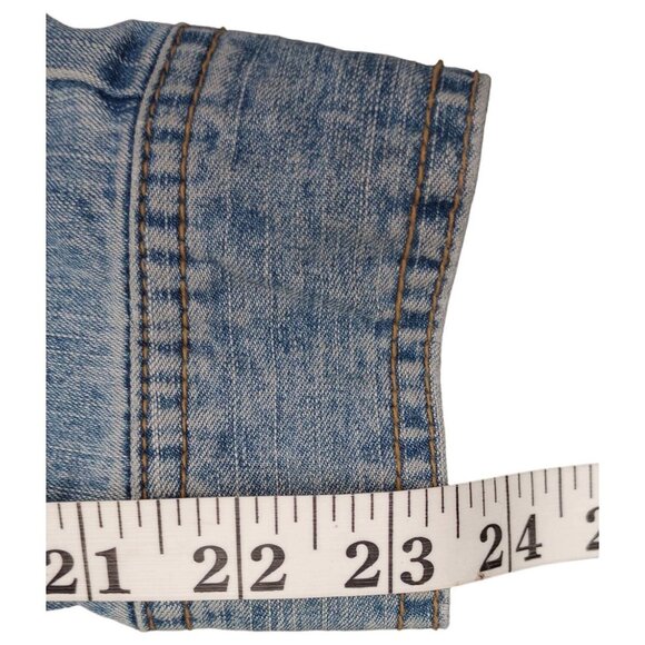 Hearts of Palm Blue Denim Jean Jacket Woman Size 8 Embroidered Beaded - Picture 14 of 16